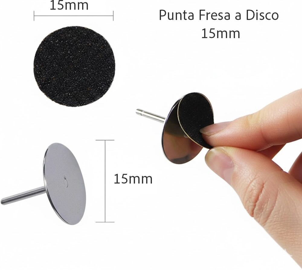Tuttoperlestetica Punta Fresa a Disco 15 mm in Acciaio per Ricambi Abrasivi Monouso