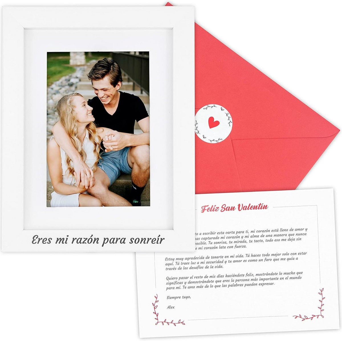 Gepersonaliseerd Fotolijstje met Brief Cadeauset - Houten Lijst & Persoonlijk Bericht