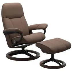 Stressless Sessel mit Hocker Consul Signature Leder Braun Batick Mole M (Medium)