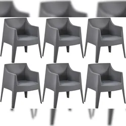 CLP 6er Set Gartenstühle Bartal dunkelgrau