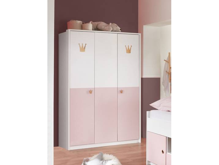 Drehtürenschrank WIMEX Cindy2 , rosa (weiß, rosé), B:139cm H:199cm T:58cm, Holzwerkstoff, Schränke, Drehtürenschrank