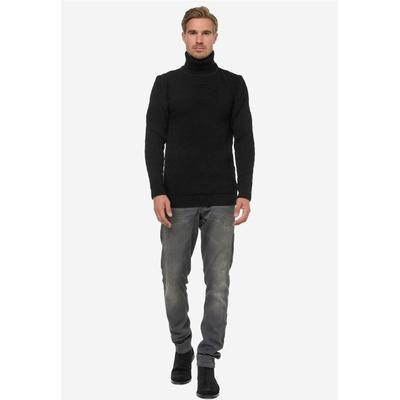 Rollkragenpullover RUSTY NEAL, Herren, Gr. S, schwarz, 70% Polyacryl, 30% Baumwolle, unifarben, normal, hoch geschlossener Ausschnitt, Pullover Rollkragenpullover, im angesagten Design