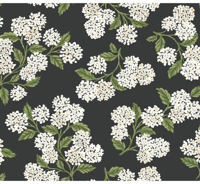 Rifle Paper Co. Hydrangea Black and White Peel and Stick Wallpaper