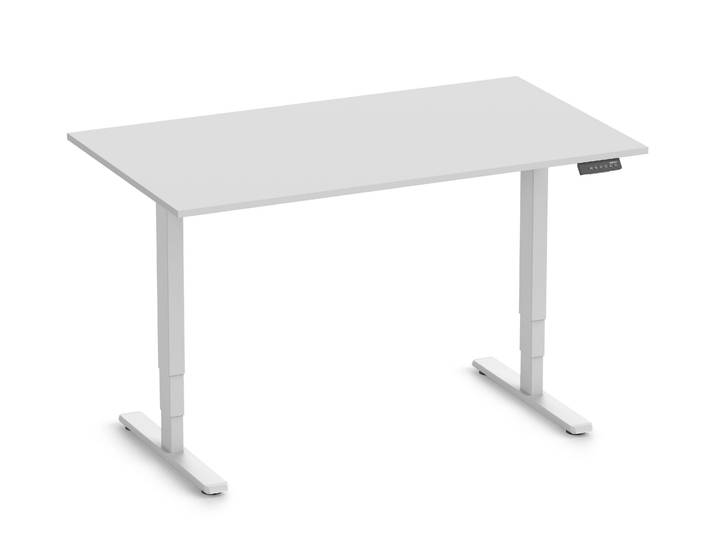 FOKUS Gestell Weiß, Tischplatte 1400 x 800 x 19 mm Lichtgrau