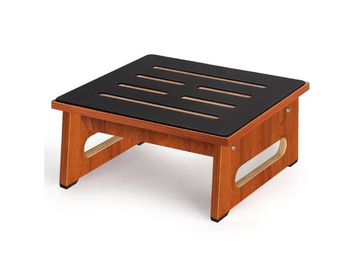 Marchepied en bois adulte et senior - antidérapant avec revêtement caoutchouc 40 x 45 cm 450 lb noyer 17 cm