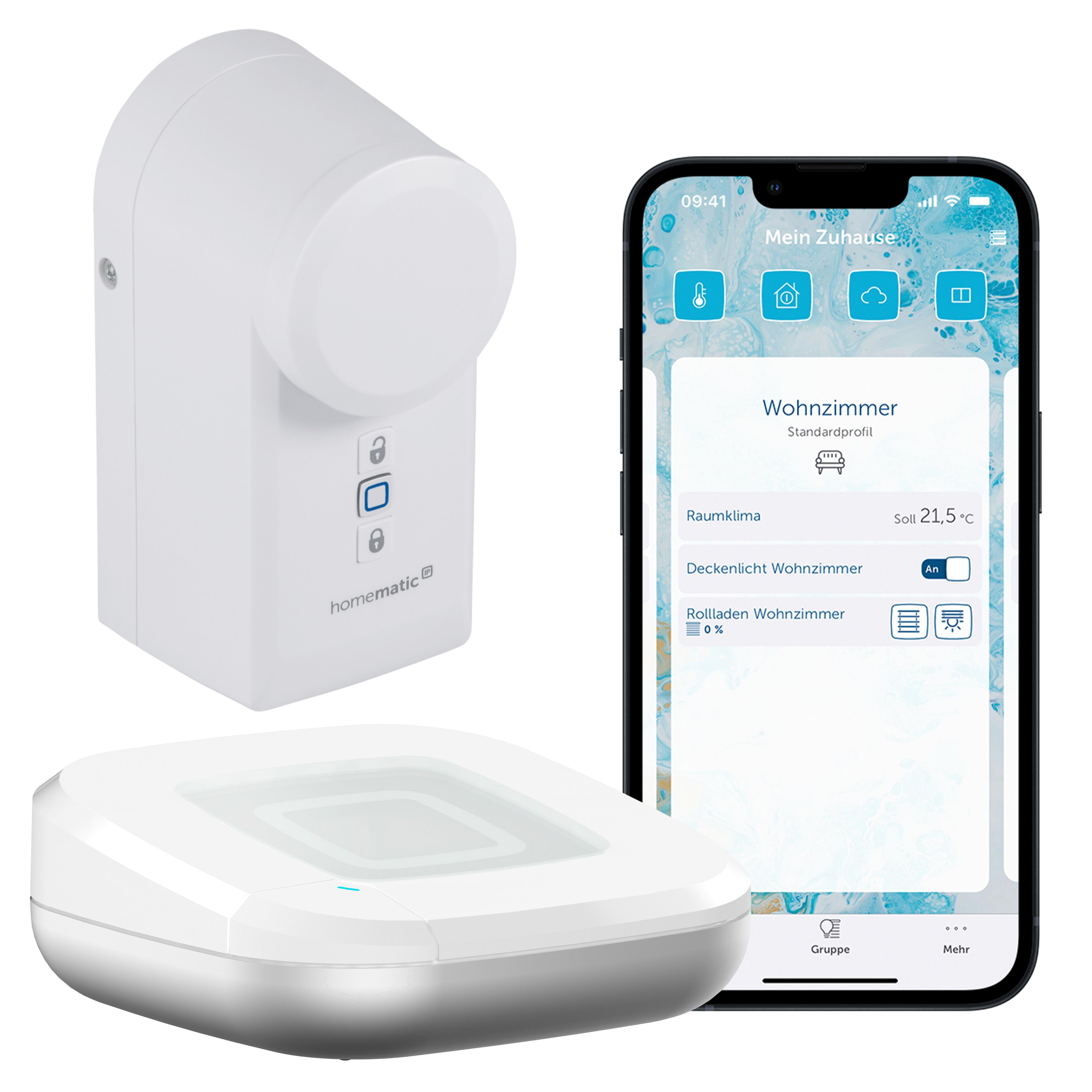 Homematic IP Starter Set, Türschlossantrieb HmIP-DLD & Access Point 2 HmIP-HAP2 HmIP-HAP2 + HmIP-DLD