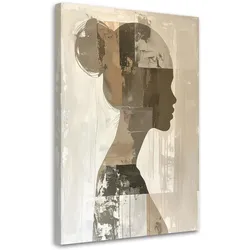 LEINWANDBILD, Weibliche Figur abstrakt in beige Boho Stil