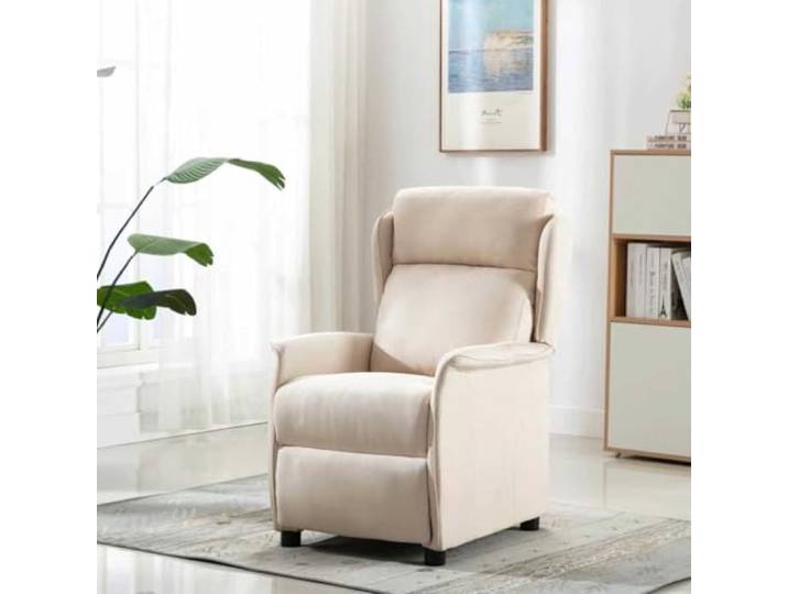 Relaxsessel Creme Polyester mit Handauszug für Modernes Design, gepolsterte Sitzfläche und Rückenlehne, stabile Beine, verstellbare Rückenlehne, kompakt, Indoor