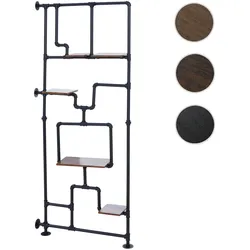 Raumteiler mit Regal HWC-P10, Wohnregal Ablageregal, Industrial Metall Melamin MVG 203x80x20cm ~ dunkelbraun