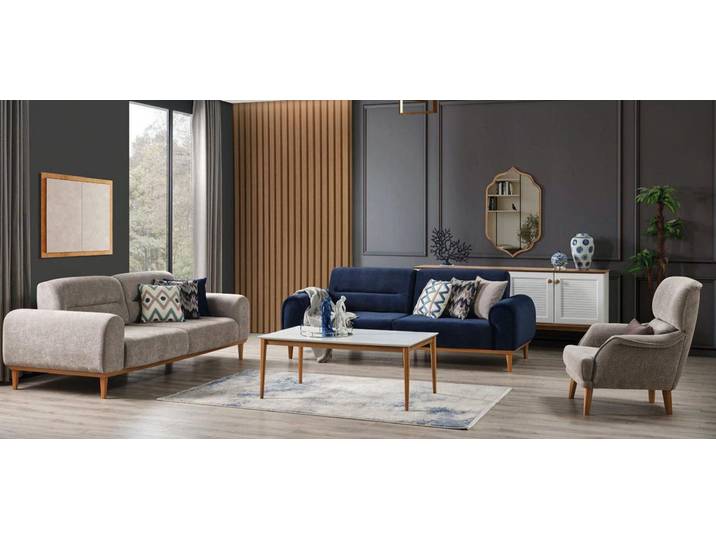 Xlmoebel Polstergarnitur Luxus Sofaset in hochwertigem Material für elegantes Wohnen, (Polstergarnitur, 3-tlg., 2X 3-SITZER SOFAS + SESSEL), Hergestellt in Europa