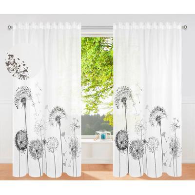 Gardine OTTO HOME "Nannette, 1 Stück, halbtransparent, gemustert", weiß (schwarz), B:140cm H:245cm, Polyester, Polyester, recyceltes Polyester (rPET), Gardinen, Gardine, halbtransparent, gemustert, pflegeleicht, verschiedene Größen