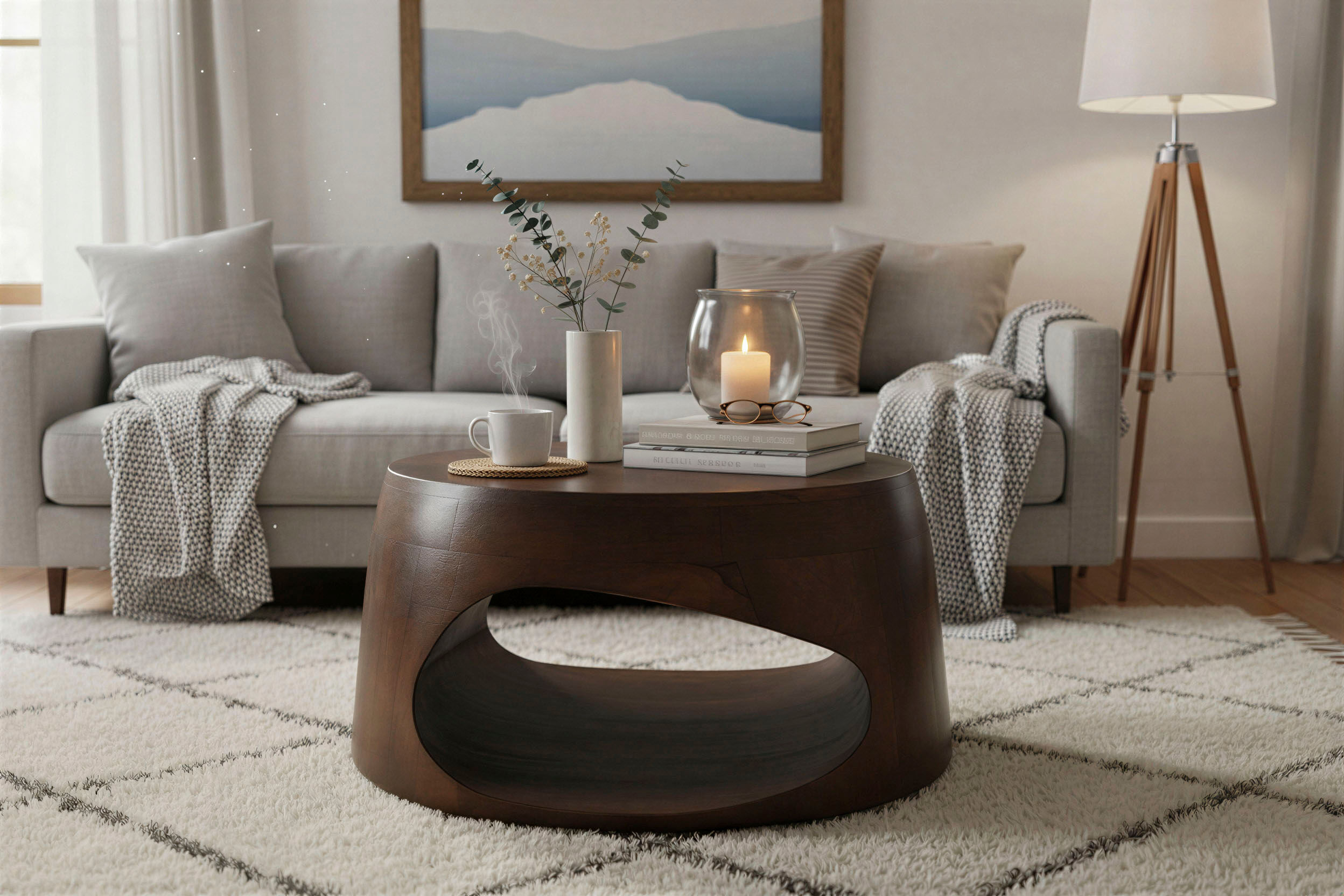 Couchtisch SIT "Lahore rund aus Mango massiv mit offenem Ablagefach", braun, B:75cm H:38cm T:75cm, Mango massiv, Tische, Couchtisch, Asymmetrisches Ablagefach mit individueller Holzmaserung braun B/H/T: 65cm x 38cm x 65cm,mit offenem Ablagefach