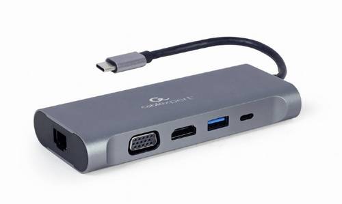 gembird USB Typ-C 7-in-1 Kombi Adapter spacegrau Multimedia-Technik Dockingstation