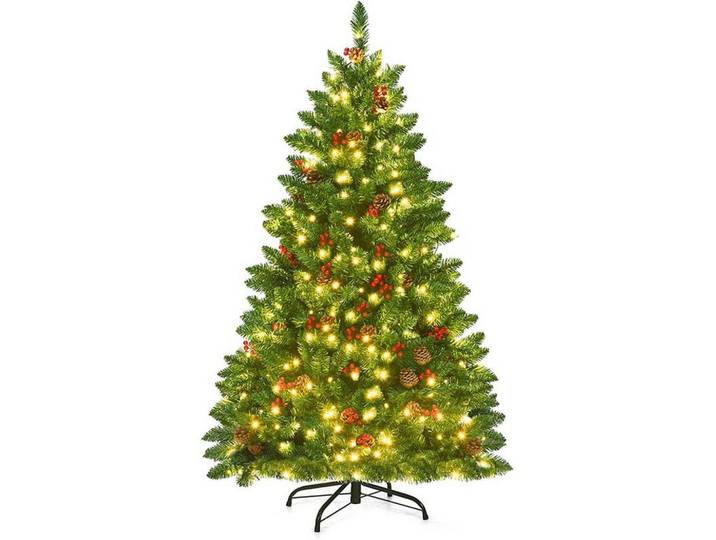 Costway Weihnachtsbaum mit warmweißen LEDs 135cm Grün, Metall, 135 cm, Dekoration, Weihnachtsdekoration, Christbäume & Zubehör