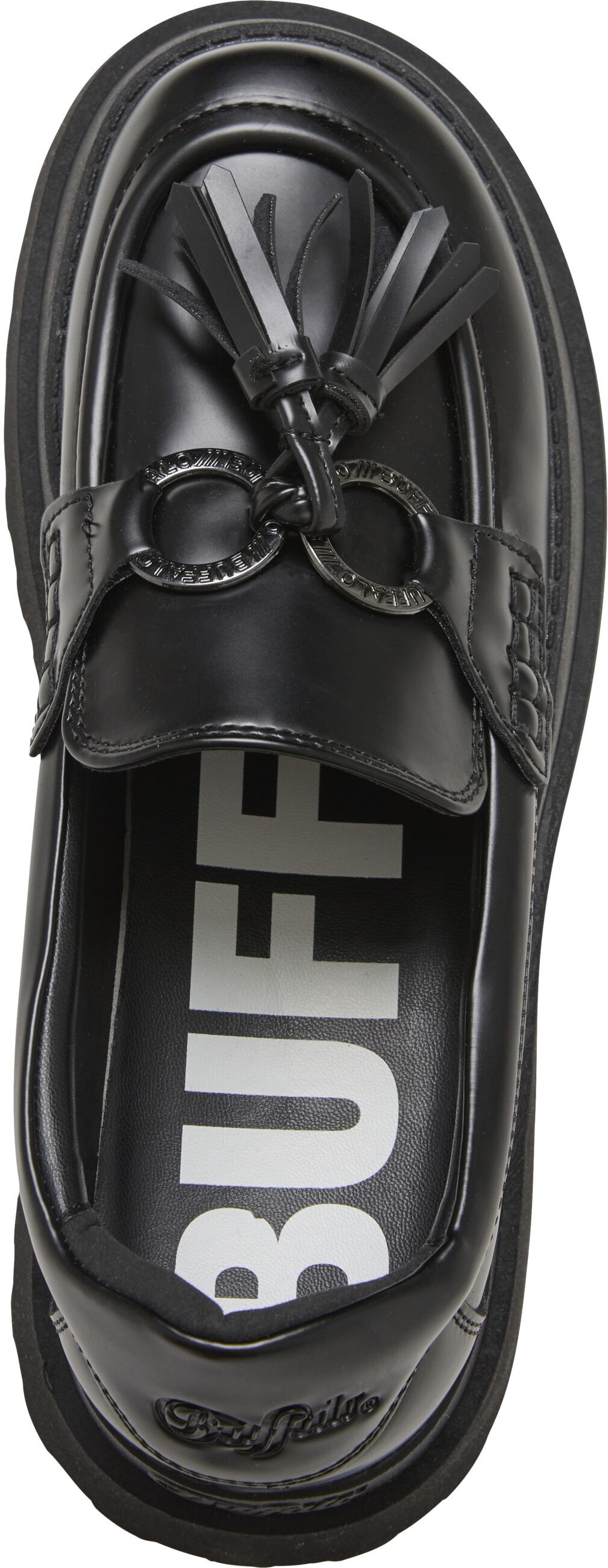 Loafer BUFFALO "Buffalo PLUTO LOAFER", Damen, Gr. 40, schwarz, Leder, unifarben, Schuhe Loafer