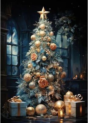 Inspired Finds Classic Santa Claus Christmas Canvas Wall Art Festive Holiday Poster Decor 7.87x11.81in elegant Frosted Tree
