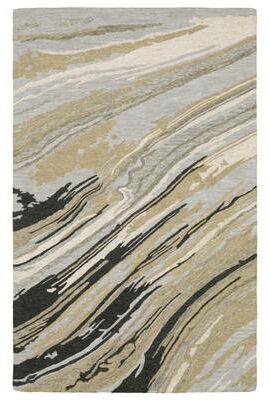Style Haven Kitt Handmade Wool Abstract Layers Grey/ Golden Tan Rug