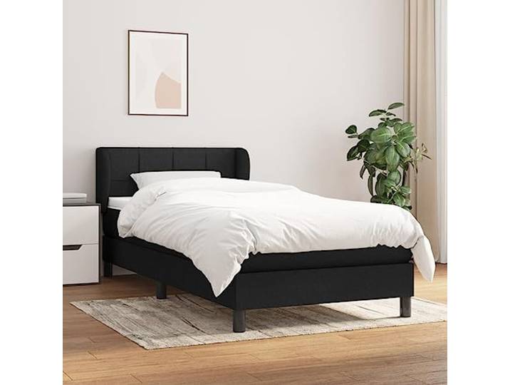 RJPLMFV Lattenrost, Matratze, Schwarz, 90 x 200 cm Verstellbarer Kopf, Taschenfedern, mittlere Unterstützung, atmungsaktiver Stoff, mit Handbuch (evtl. nicht in deutscher