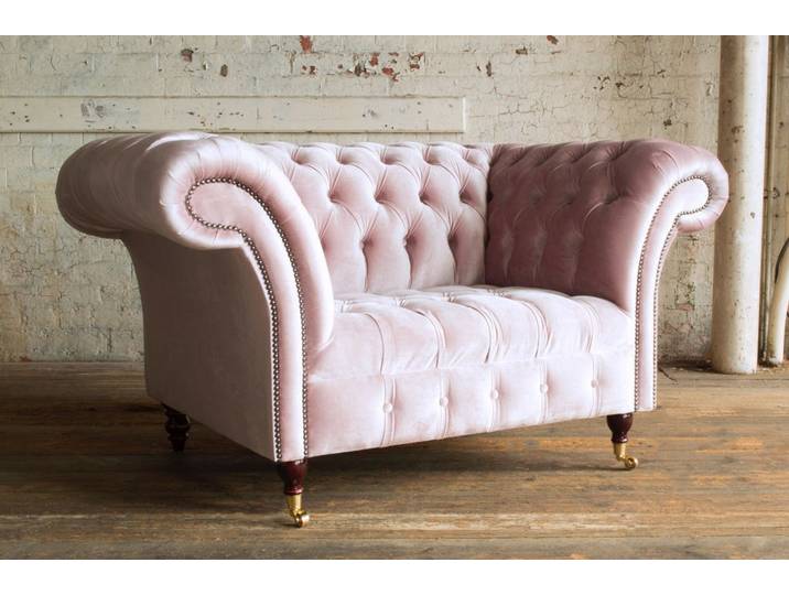 JVmoebel Chesterfield-Sessel Bequemer Sessel aus Textil-Leder in zartem Rosa im Chesterfield-Stil (Packung, Relaxsessel), Made in Europa