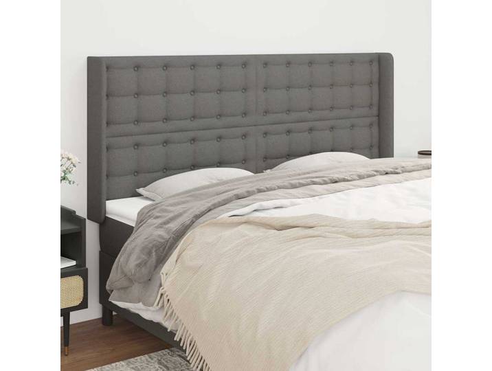 vidaXL Kopfteil mit Ohren Dunkelgrau 203x16x118/128 cm Stoff