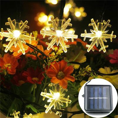 Multicon Wholesale Hub Snowflake Solar Light String LED Outdoor Solar Lamp For Holiday Party Garland Decoration warm Light 50leds