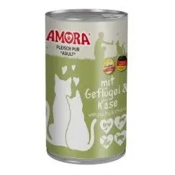Amora Cat Fleisch Pur 400g 6 x 400g Gefluegel mit Kaese