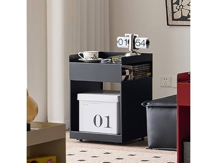 Moderner Kleiner Couchtisch fürs Wohnzimmer, moderner und einfacher Couchtisch fürs Wohnzimmer, Couchtisch mit Rollen, 3-lagiger Beistelltisch aus Metall für Wohnzimmer, Schlafzimm