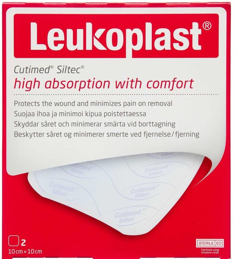 Leukoplast Cutimed Siltec 10x10cm Medicinsk udstyr 2 stk