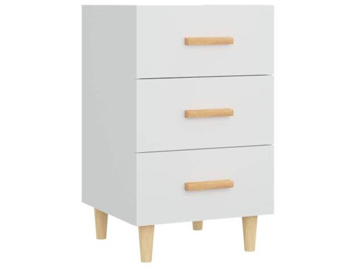 Heofavd Nachttisch Weiß 40x40x66 cm Beistelltisch mit 3 Schubladen