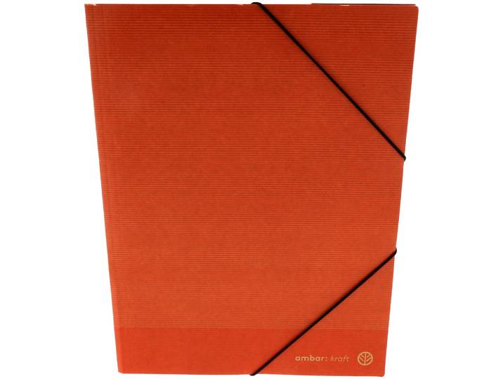 Ambar Serie Kraft FSC recycelt - Eckspannmappe rot A4 - mit Gummibändern