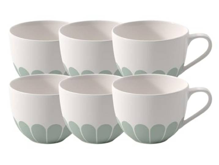 Villeroy & Boch - Fleur Vert Kaffeetassen 6er Set, 160 ml, Tasse für Kaffee oder Tee, Becher mit Blumenmuster, Capuccino Tasse, Teetasse, Premium Porzellan, Spülmaschinenfest & Mikrowellensicher, Grün