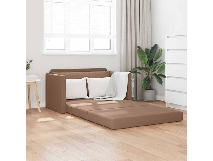 Moderne Canapé-lit pratique - Cappuccino - 124x71x78 cm - Simili cuir - Banquette convertible @FR 2713