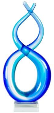 Dale Tiffany Endless Blue Ocean Handcrafted Art Glass Sculpture - N/A