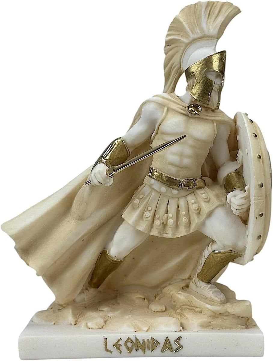 Leonidas Beeld Spartaanse Koning Huisdecoratie Patina Hoogte: 20 cm