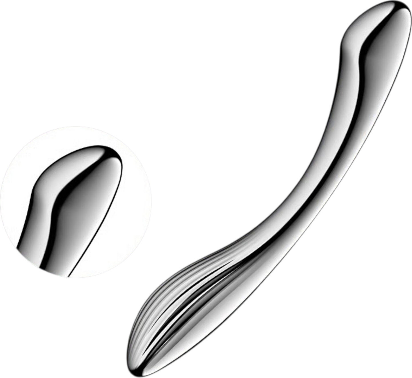 Satisfyer - Dildo Med Riller - Rustfrit Stål Sølv