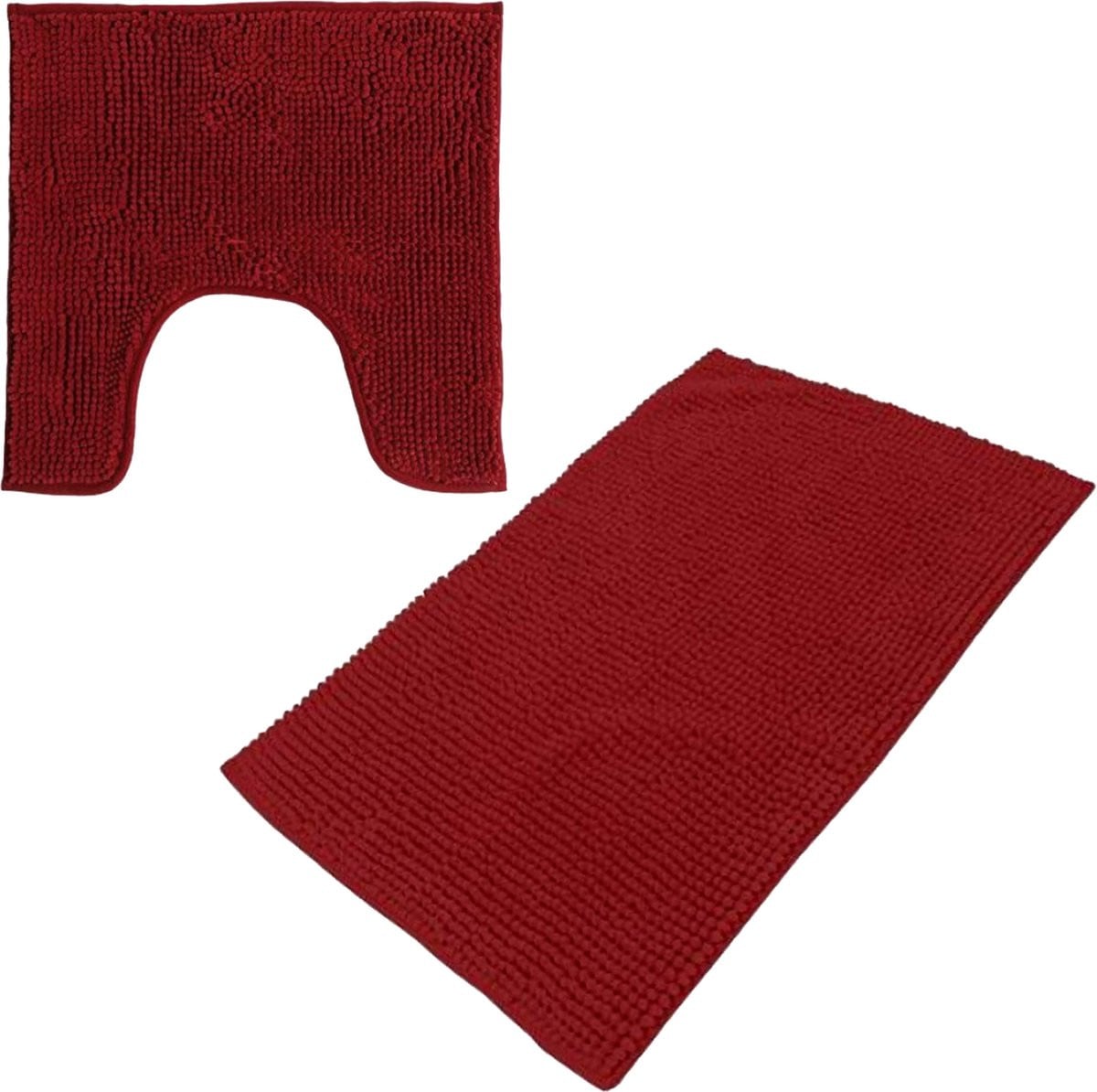 Urban Living Badkamer Droogloop Matjes Set van 2 - Polyester - Donkerrood