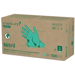 1000 `Medi-Inn® GREEN` Handschuhe, Nitril puderfrei grün Größe S, biologisch abbaubar
