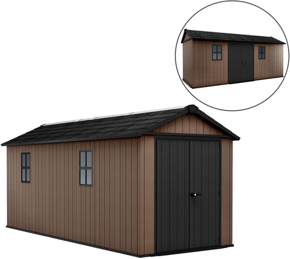 Keter Newton plus 7517/1775 - Casetta da giardino - Con porta doppia anta e finestre - 230x539x246 cm