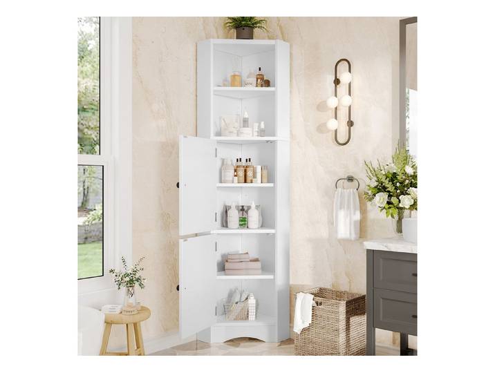 BBWL Hochschrank ckschrank mit Lackierung, verstellbaren Regalen und Stauraum Dreieckiger Badezimmerschrank aus MDF für kleine Bäder