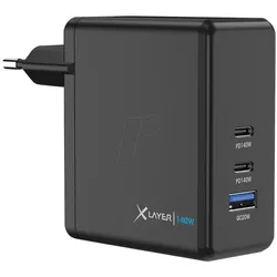 Xlayer Powercharger (140W) 1x USB-A / 2x USB-C, schwarz (140 W, 3 Ports), USB Ladegerät, Schwarz