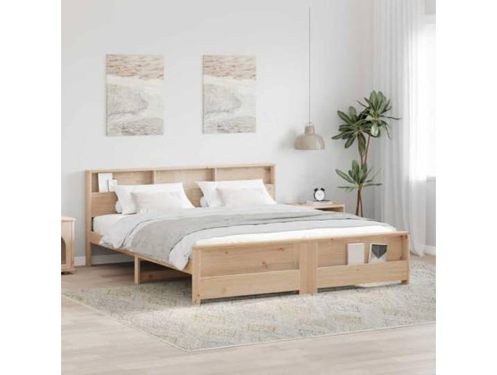 YUOTYRKTEJRSG Kiefernholz Stabil Plattform Bettrahmen Beige 180 x 200 cm Bettrahmen mit Kopfteil Braun 180x200 cm Holzwerkstoff Massivholz Kiefer Lattenrost Stabil Bettgestell Doppelbett Komfortabel