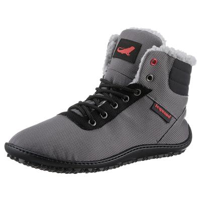 Barfußschuh LEGUANO "KOSMO", Damen, Gr. 41, atmungsaktiv, grau (anthrazit), Textil, Schuhe Schnürboots Barfußschuh, Bequemschuh, Schnürboots mit einzigartiger Halbkugel-Laufsohle