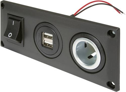 ProCar Einbausteckdose mit USB-A Doppelsteckdose schaltbar + 1 Powersteckdose Belastbarkeit Strom max.=20A 12 V, 24V