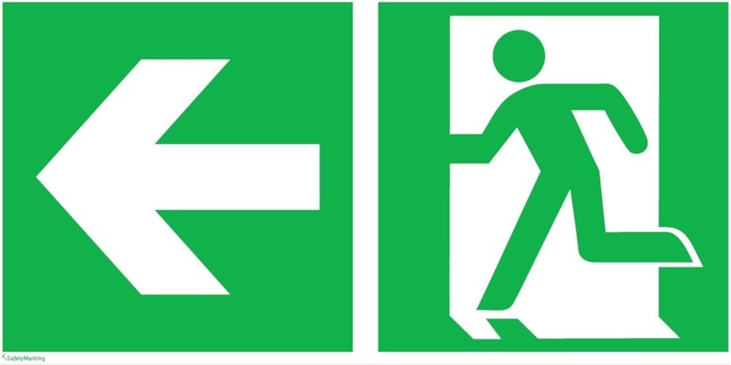 SafetyMarking Fluchtwegschild Folie B300xH150 mm Notausgang links mit Pfeil links ; wolk (38.0088)