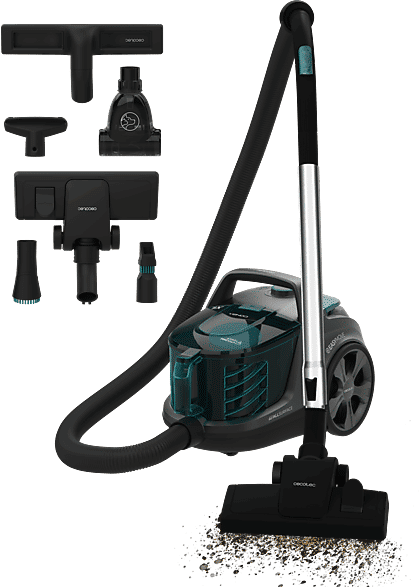 Aspirador sin bolsa - Cecotec Conga Rockstar Cyclonic XL ProAnimal, Potencia 900 W, Depósito 2.8 L, Doble filtro HEPA, 5 accesorios, Blue
