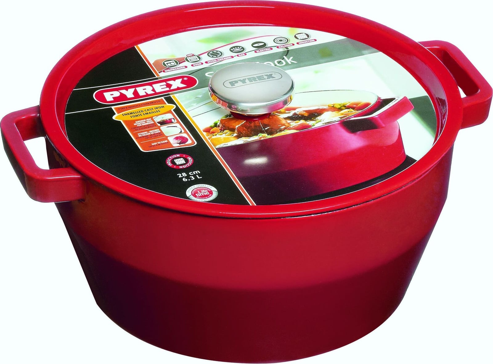 Pyrex Slow Cook ronde ovenschaal - 28 cm - Rood