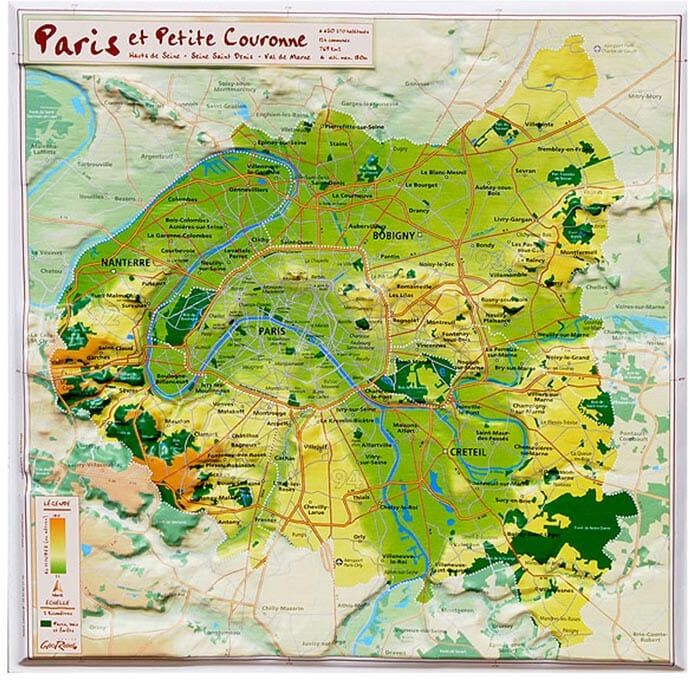 Reliefs Editions Carte en relief - Paris & Petite Couronne -31 x 31 cm   Relief Editions