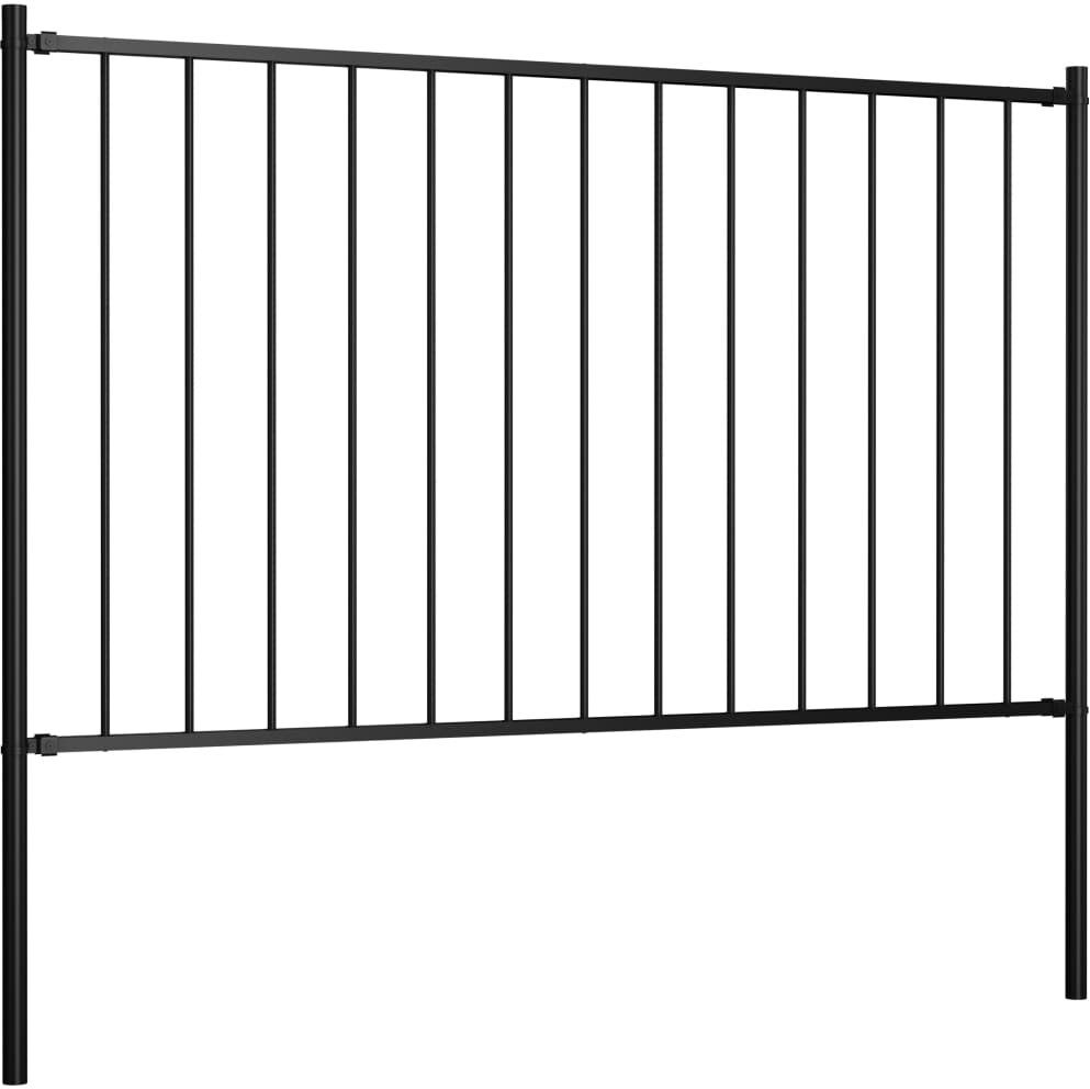 Dakota Fields Chourasiya Fence Panel with Posts Powder-coated Steel Black