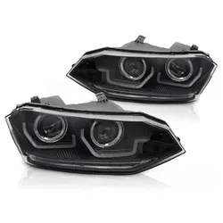 Scheinwerfer DRL LED Tagfahrlicht  schwarz passend für VW Polo 6R 17-21 dynamischer Blinker