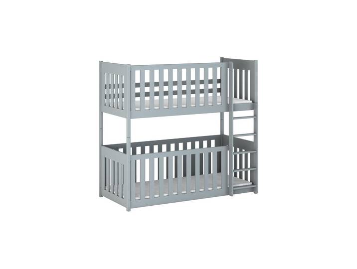 Deine Möbel 24 Etagenbett Cora 90/200 Grau mit vollem Rausfallschutz, Holz, Echtholz,Kiefer, 90x200 cm, Babymöbel & Kindermöbel, Kinderzimmer & Jugendzimmer, Stockbetten